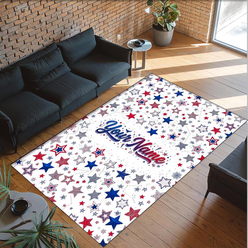 Space Cosmic Theme Crystal Velvet Rug Personalized Custom Name Text Soft Floor Mat Home Decor