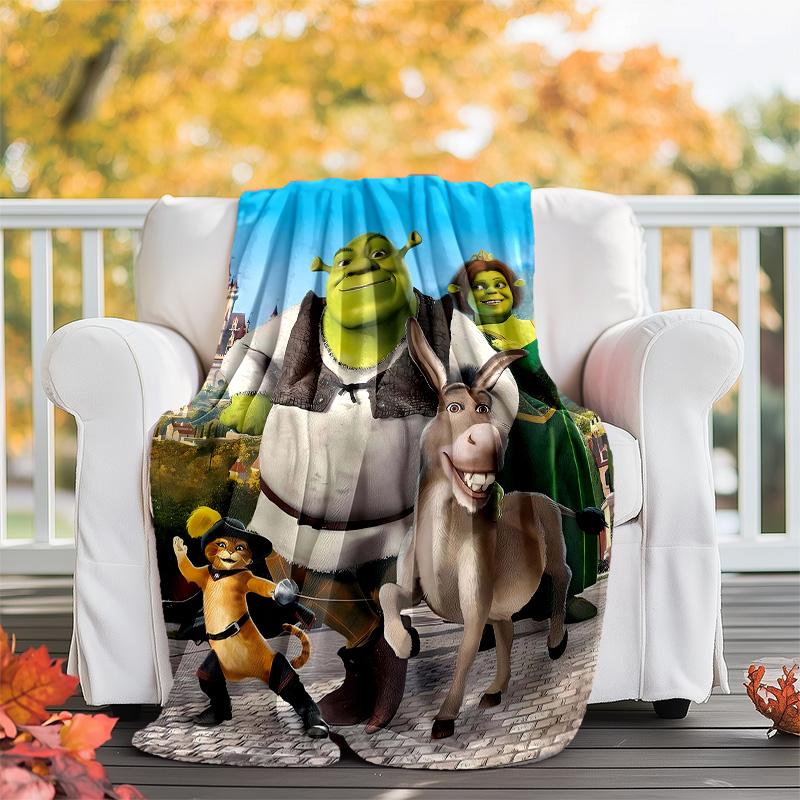 1pc Shrek3 Theme Blanket - Digital Print, Polyester, Cozy for All Seasons, Perfect for Outdoor, Camping, and Travel