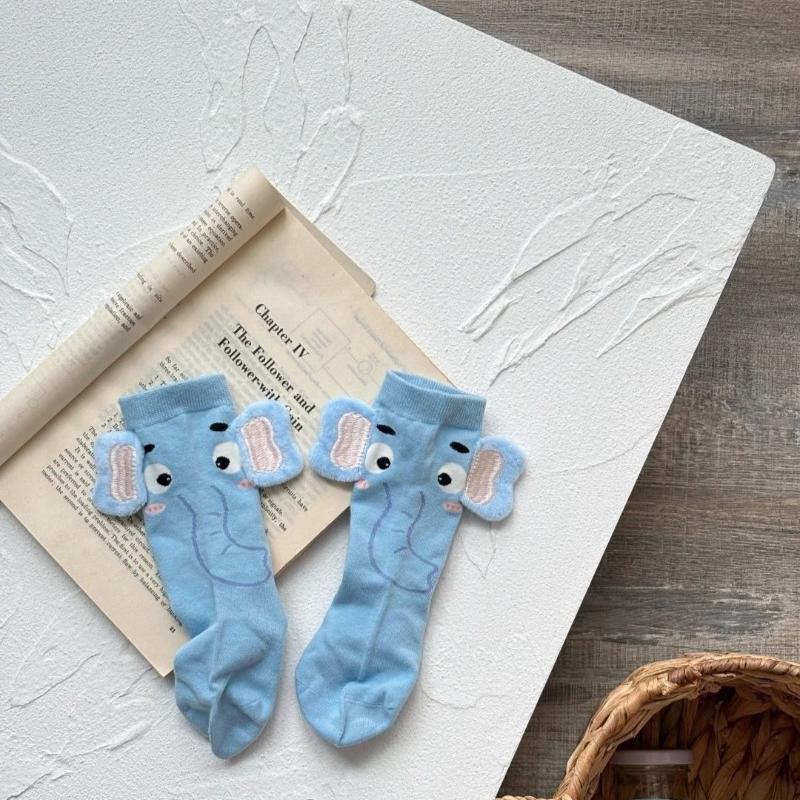

Funny Cute Dog Elephant Socks with 3D Ears Fashion Cotton Knitted Middle Tube Socks for Girls Women Pet Hosiery Gifts