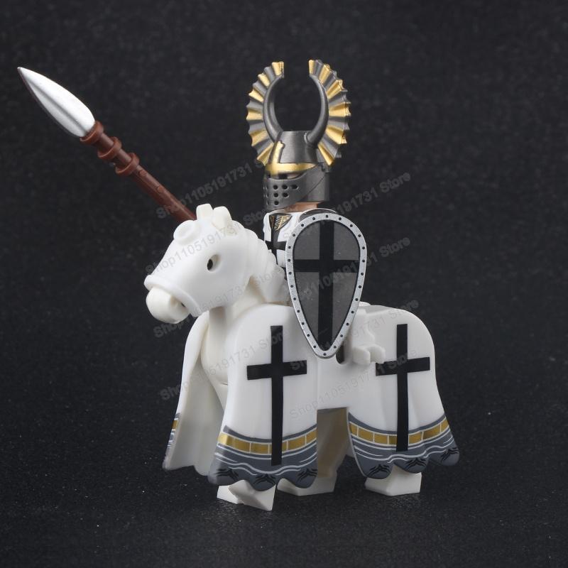Medieval Knight Serie Figures Building Blocks Warrior Soldiers Guards Lion Heart Hospital Teutonic Knight Battle Pastor Kid Gift