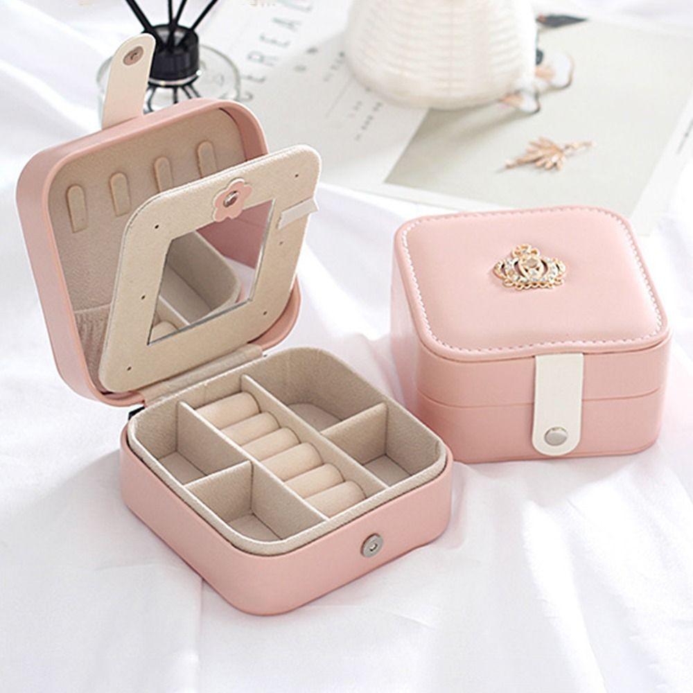 PU Jewelry Storage Box Dustproof Trinkets Storage Organizer  For Home/Travel/Outdoor