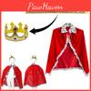 Elegant Cape Cloak With Golden Crown For Halloween King Costume