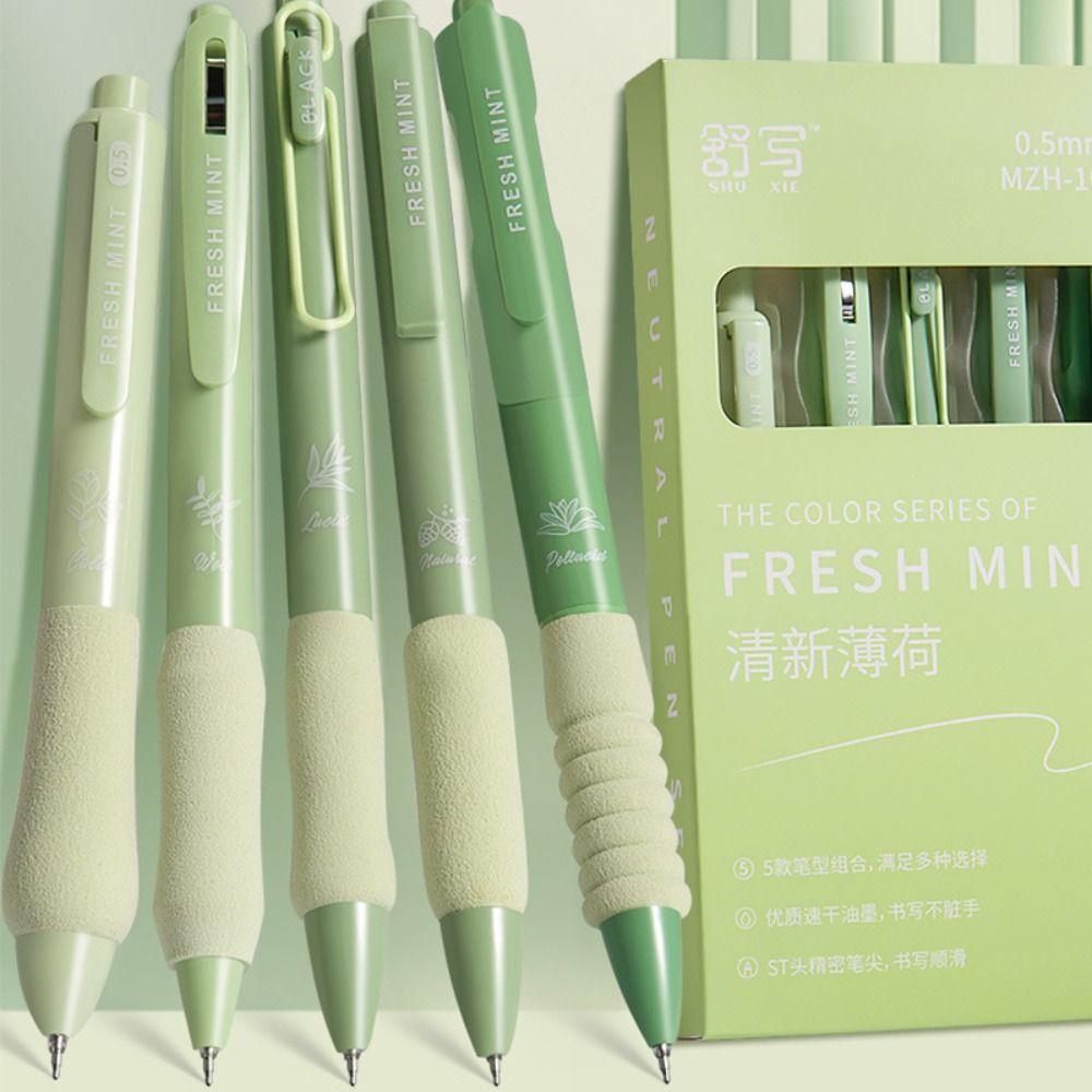 

5PCS 0.5mm Black Ink Gel Pen Quick Drying Ballpoint Pen Simple Neutral Pen Gift кавовий