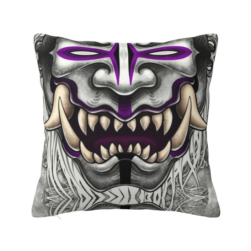 Luxury Fashion Samurai Warrior Oni Cushion Cover for Sofa Polyester Japanese Anime Armor Demon Pillow Case Decoration