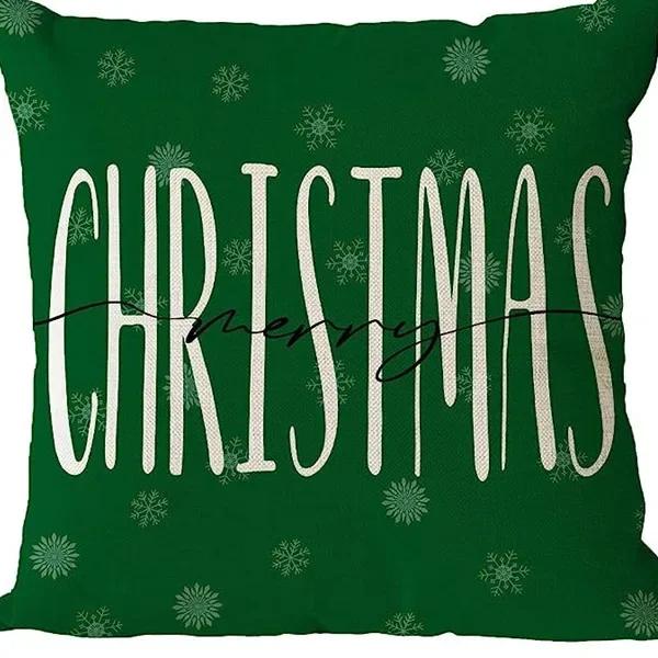Merry Christmas Decor Cushion Cover 45x45 cm Pillow CaseCartoon Reindeer Santa Claus Printed Throw Pillowcase Linen Pillow Cover