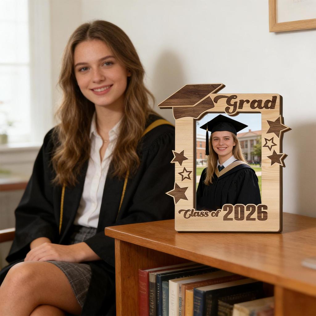 Picture Frame For Graduates Two Pieces Ornament 2026 Graduation 5x3.5 Inch Photo Frame For High School University Students