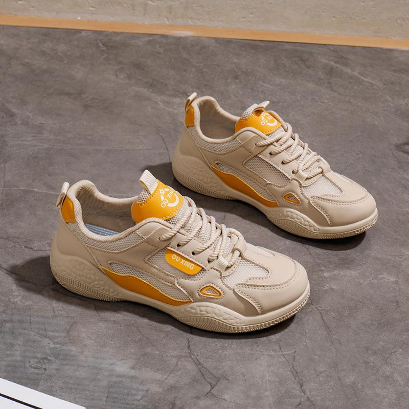 2025 summer new Korean ins breathable little white shoes women's hollow casual board shoes thick-soled versatile muffin shoes foreign style