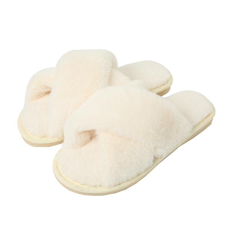 Buy Ladies Girls Fluffy Slippers Faux Fur Open Toe Cross Over
