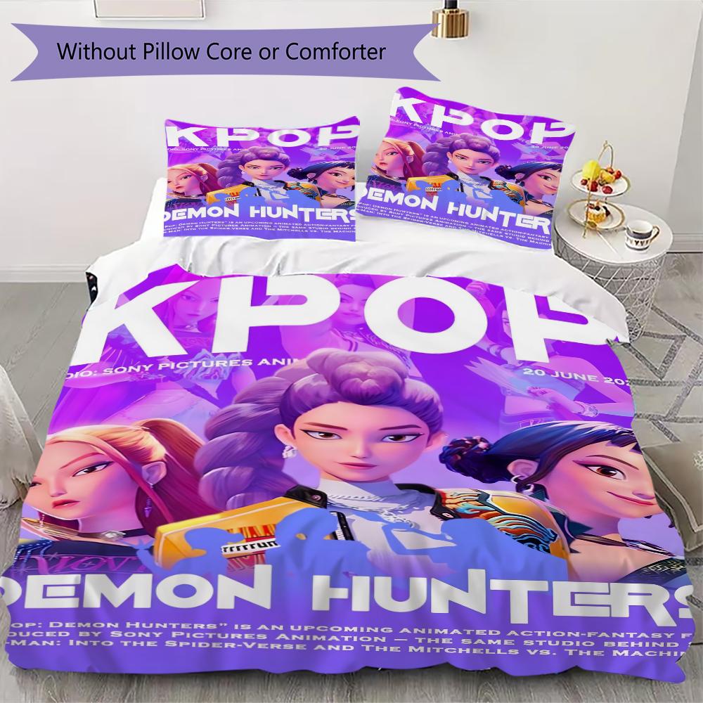 Kpop Demon Hunters Threepiece Set 1 Duvet Cover 2 Pillowcase Without Core Without Core Christmas Birthday Gift Bedding Set