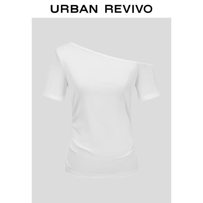 UR Women s Asymmetrical Neck Pleated Short Sleeve T-Shirt L