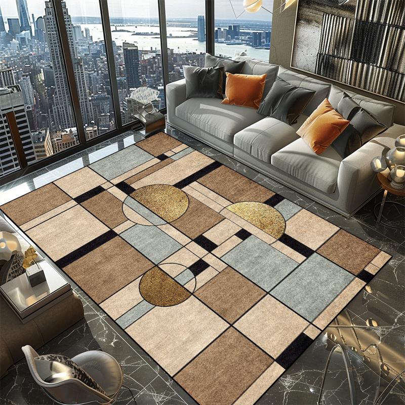 Moderner Geometrischer Teppich Wohnzimmer Dekoration Zuhause Waschbar Groß Rutschfester Teppich Schlafzimmer Bodenmatten Große Größe Flanell Anpassbar