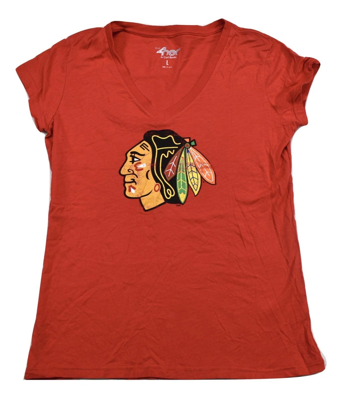 GIII By Carl Banks Womens NHL Chicago Blackhawks Hockey Shirt New M, L, XL, 2XL 3XL