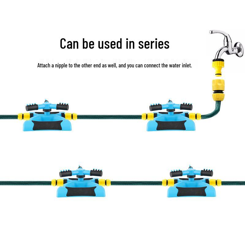360° Rotating Three-Arm Garden Sprinkler Hose for Cooling, Dust Removal, and Irrigation.