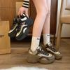 Ins Korean Version of the New High-top Dad Shoes for Women 2025 Autumn Student Running Sports Thick Sole Height Increase Leisure EP907