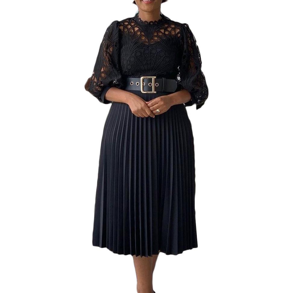 New Fashion Plus Size Lace Patchwork Dress - European & American Style