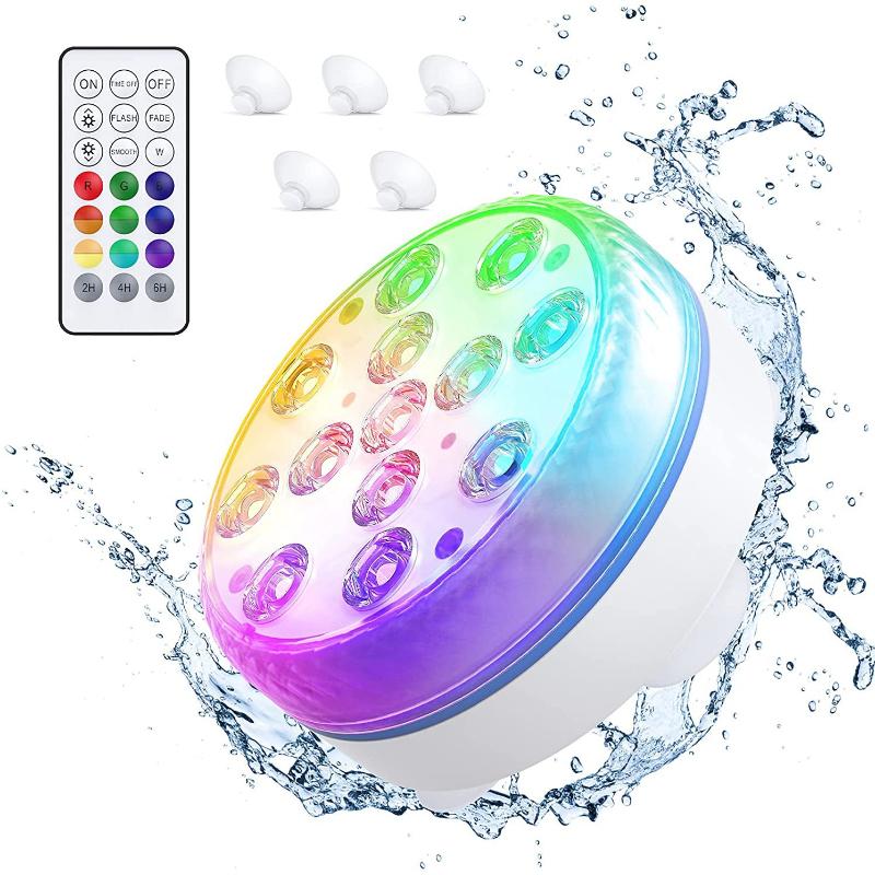 RGB Led Submersible Light Underwater Night Lamp Battery Operated Garden Swimming Pool Light for Wedding Party Vase Bowl