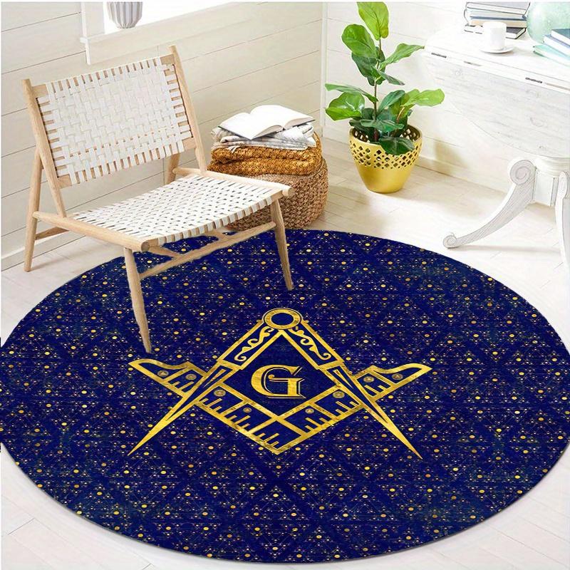S Freemasons Round Rug Nonslip Area Rug Office Chair Mat Carpet For Living Room Bedroom Home Decor
