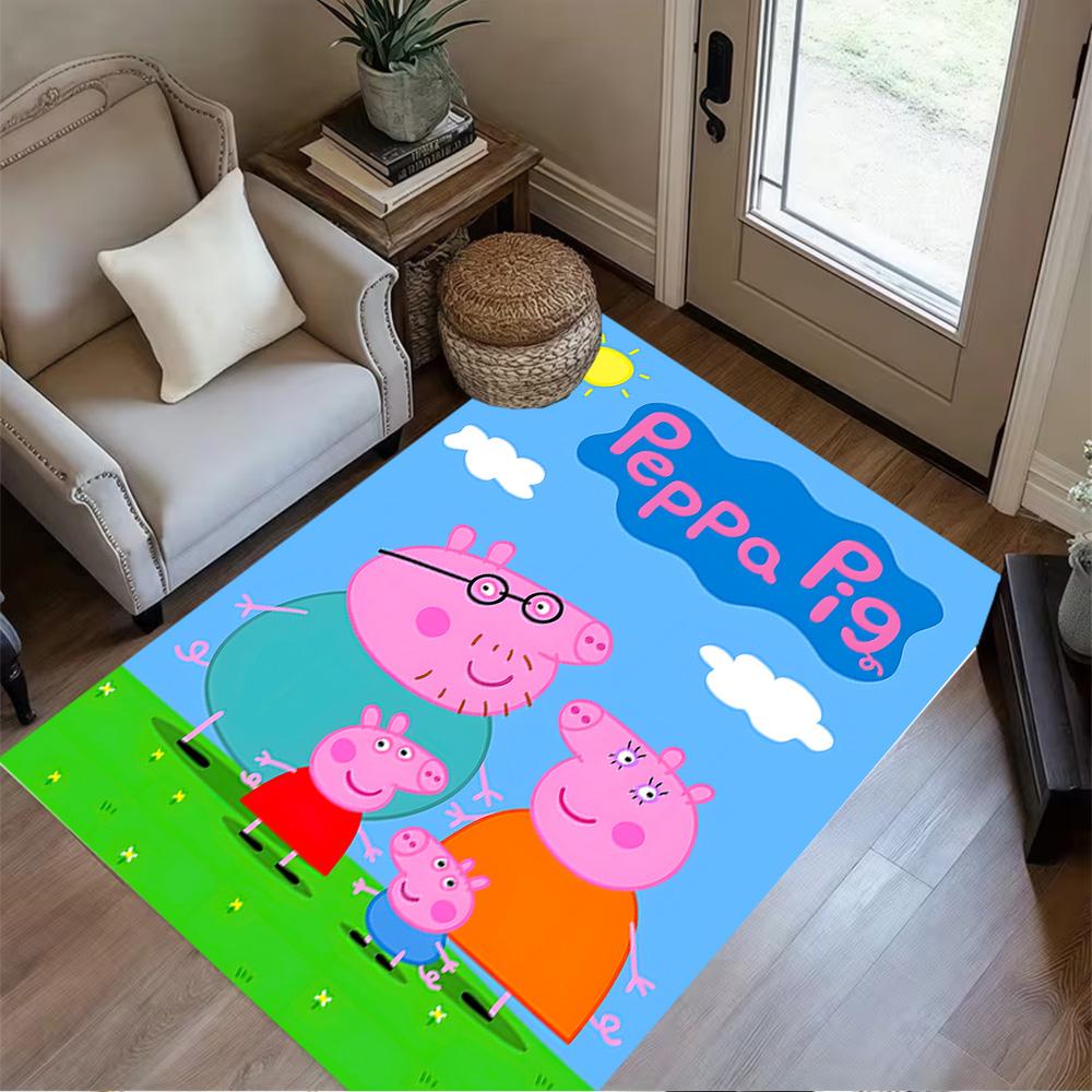 Peppa Pig's Colorful World Floor Rug Office Rug Design for Entryway Foyer Game Room Playrooms Antislip Carpet Office home decor