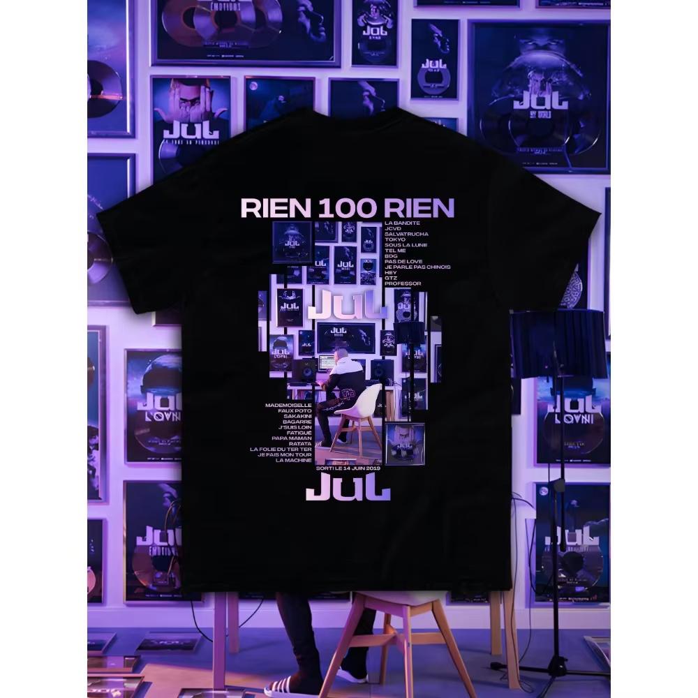 2026 Baumwoll-T-Shirt Sommerkleidung Frankreich Rapper Jul Nichts Unisex Damen Kurze Ärmel Y2k Oberteil Kleidung Lässig Unisex T-Shirt
