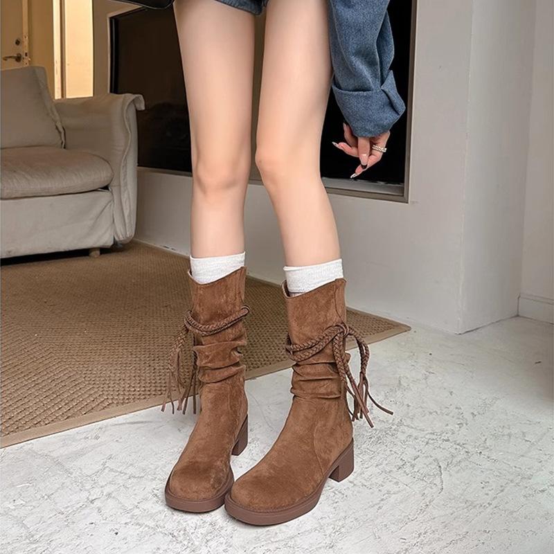 Dámské retro boty rytířského střihu, v nichž nebolí nohy - pohodlné, měkké, elastické, trendy, protiskluzové, odolné proti opotřebení, šik, všestranné, vynikající boty zvyšující výšku