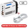 5 IN 1 GaN Desktop Charger For IPhone17 16Pro Laptop Samsung 240W Fast Charging Adapter USB C To Type-C Cable 3PD 2USB Charger