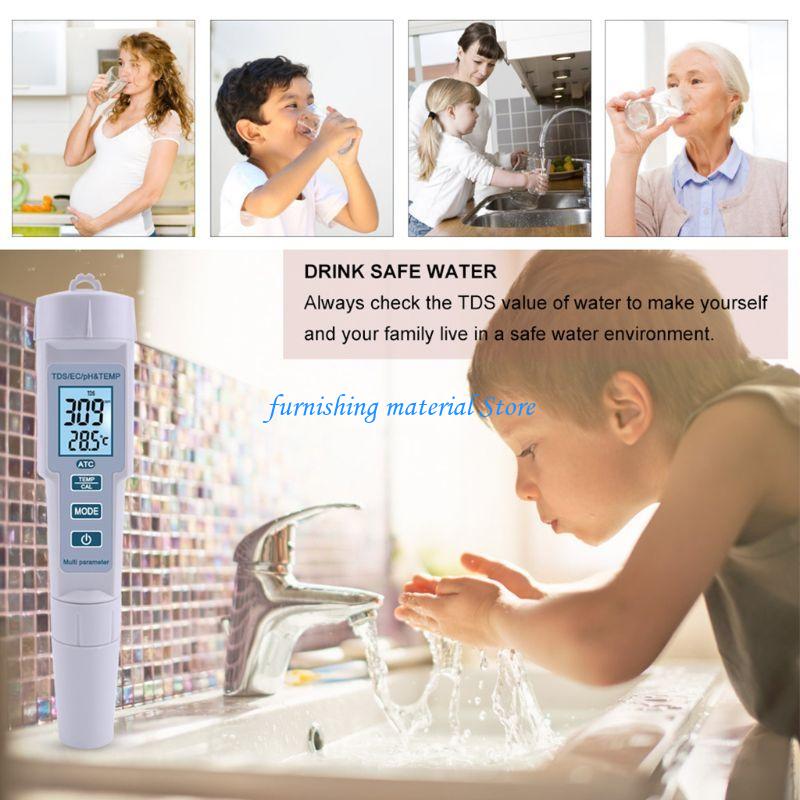 Y5GD 4 in 1 Temperature Meter Digital Water Quality Monitor Tester for Pools Drinking