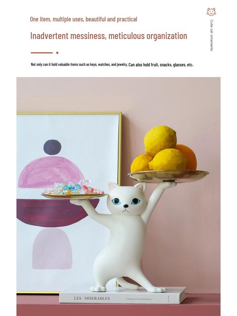 Kreslený pískový sochař kočka podnos ozdoba - Držák na klíče a domácí dekorace do obývacího pokoje, jídelny nebo předsíně.