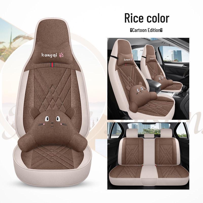Seagull Car Seat Cushions (Models 23/24) - All-Season Linen Covers for New Energy Vehicles, Full Coverage.