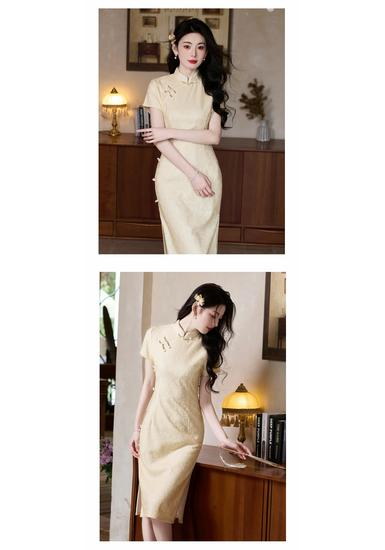 Bei Zhi Yun Yellow Retro Short-Sleeved Qipao - 2025 Spring/Summer Collection
