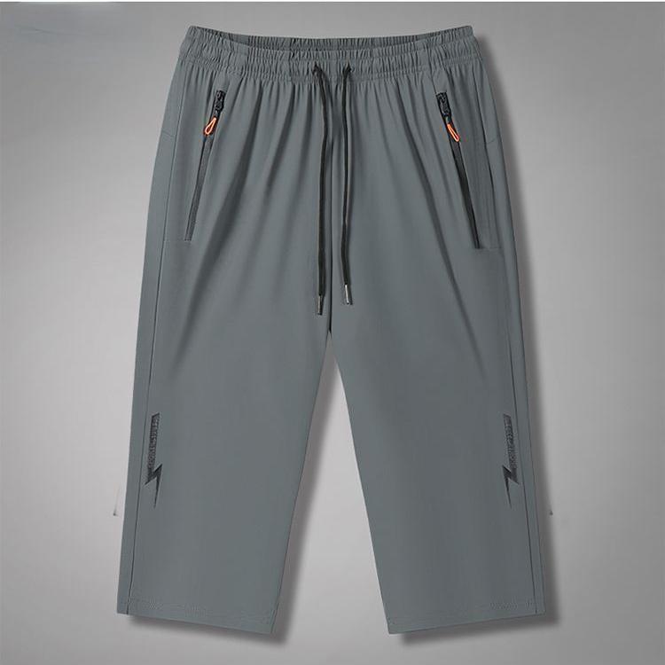 

Укороченные брюки, мужские шорты, летние модные прямые брюки из ледяного шелка, большие размеры 5XL, спортивные повседневные быстросохнущие спортивные брюки 4XL серый