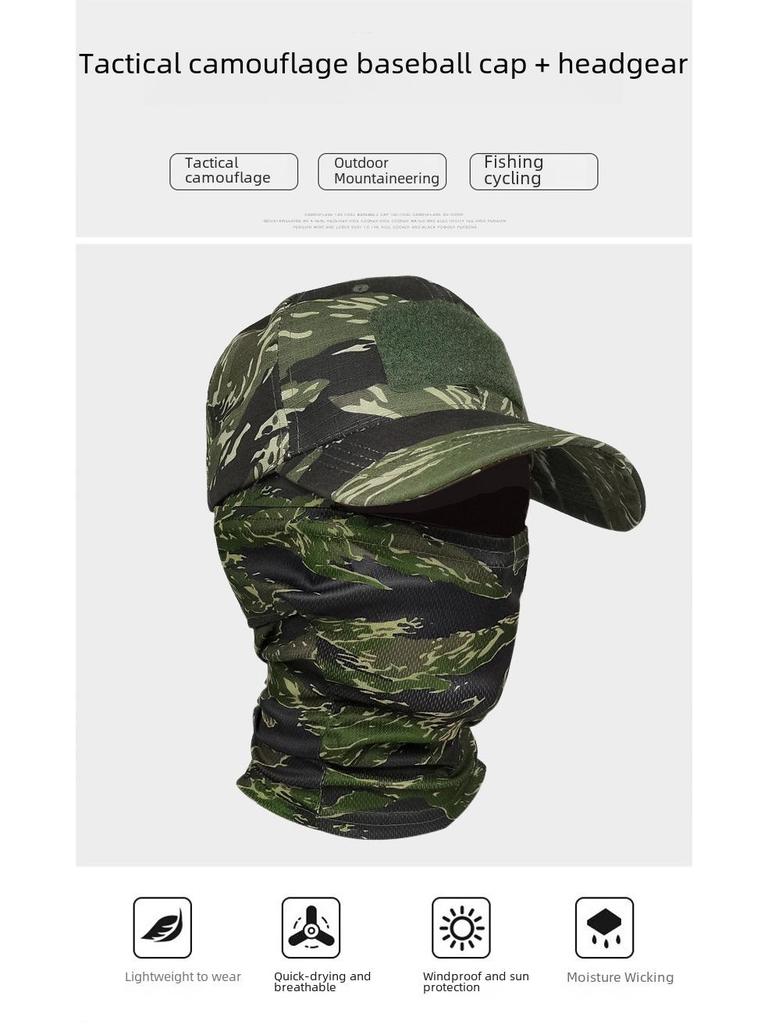 Grenzüberschreitende Camouflage-Baseballkappe mit Maske für Outdoor, Jagd, Angeln, Sonnenschutz und taktischen Einsatz