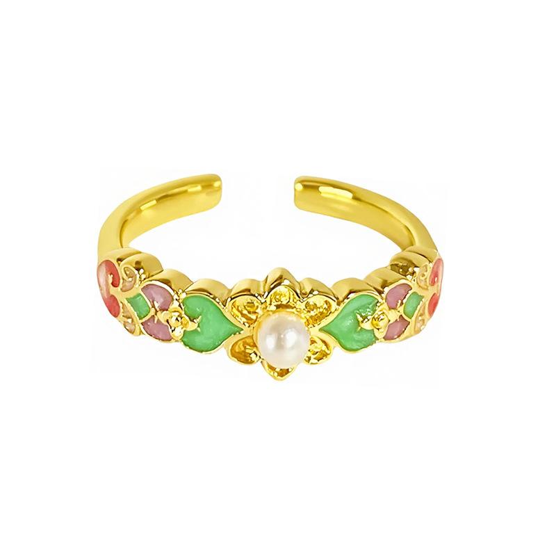 Nationaler Trendstil Dopamin Emaille Tropfender Offener Ring Nischen Design Leichter Luxus Hochwertiger Französischer Ring