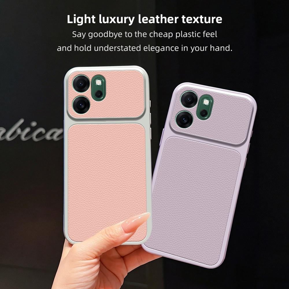For Oppo Reno13 F Case Oppo Reno14 F Cover Leather Case Luxury Lens Protection Case Protect Matte leather Back Cover