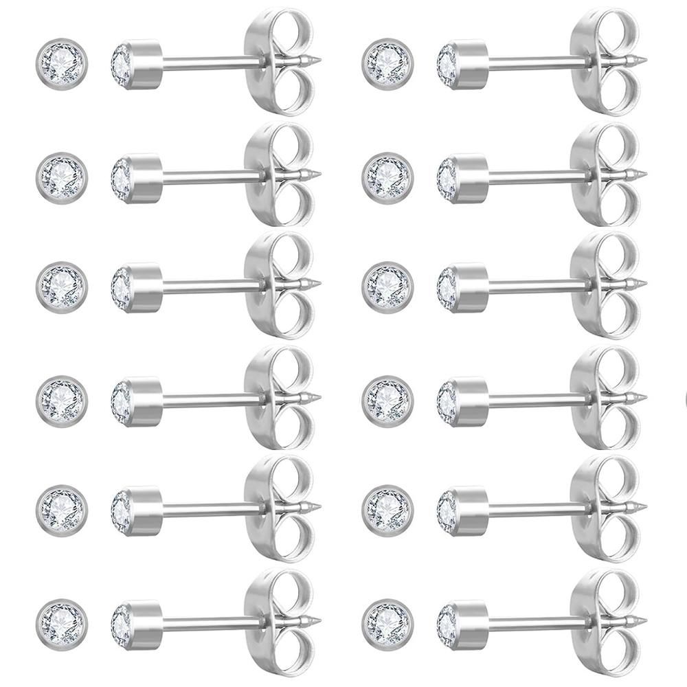

12 Pairs Ear Piercing Stud Earrings, Surgical Stainless Steel Multicolor Birthstone Stud Earrings for Ear Piercing Guns чистий