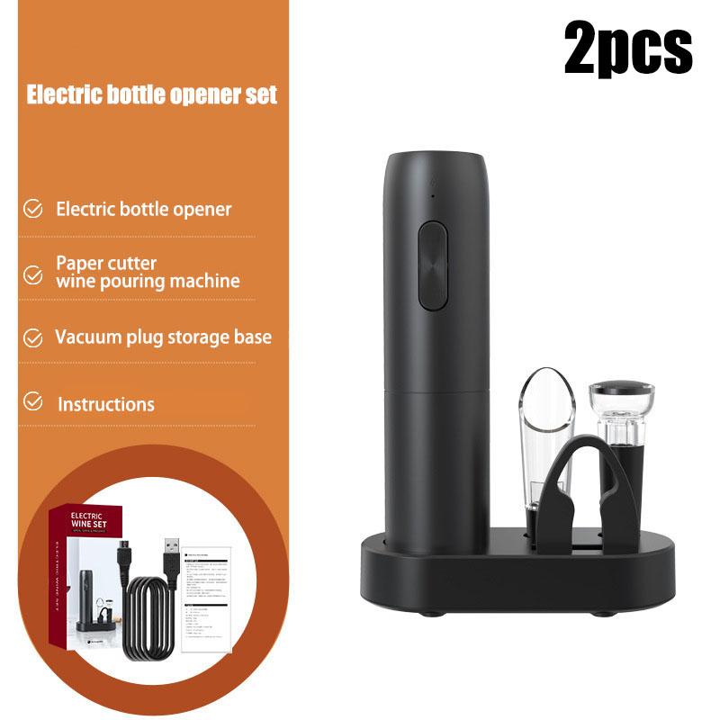 Electric Bottle Opener Household Wine Set Driver Red Wine Automatic Electric Bottle Opener With Charging Base Wine Lover Kitchen