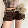 PU Leather Furry Waistband Faux Fur Y2K Waistband Simple Plush Belt  Spicy Girl
