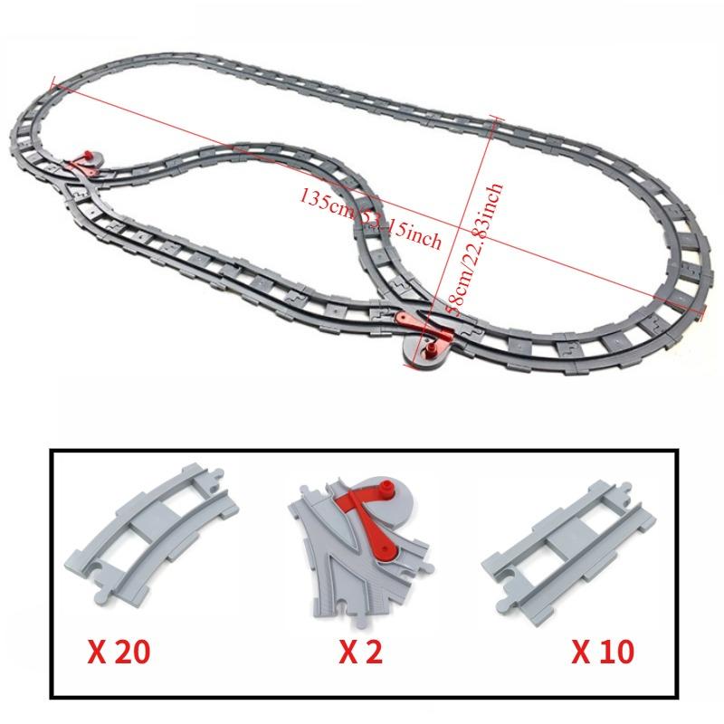 Urban Traffic Series Battery Powered Electric Train Track DIY Assembly Brick Playset for Straight Track Curved Track and Crossed Track Puzzle Asse