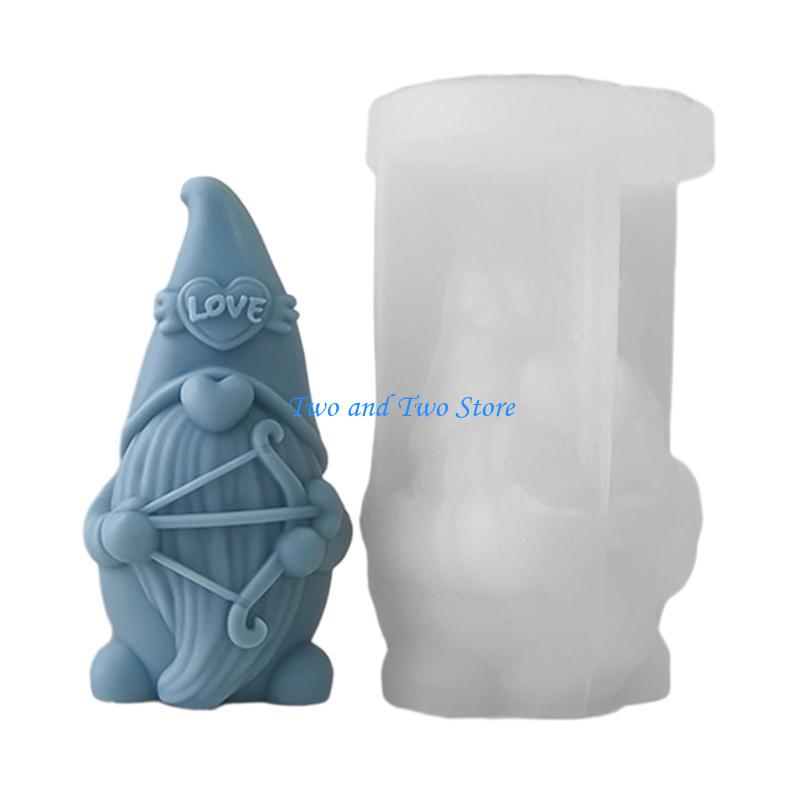 HX6F Love Heart Gnome Silicone Mold DIY Table Ornament Tool Scented Mold