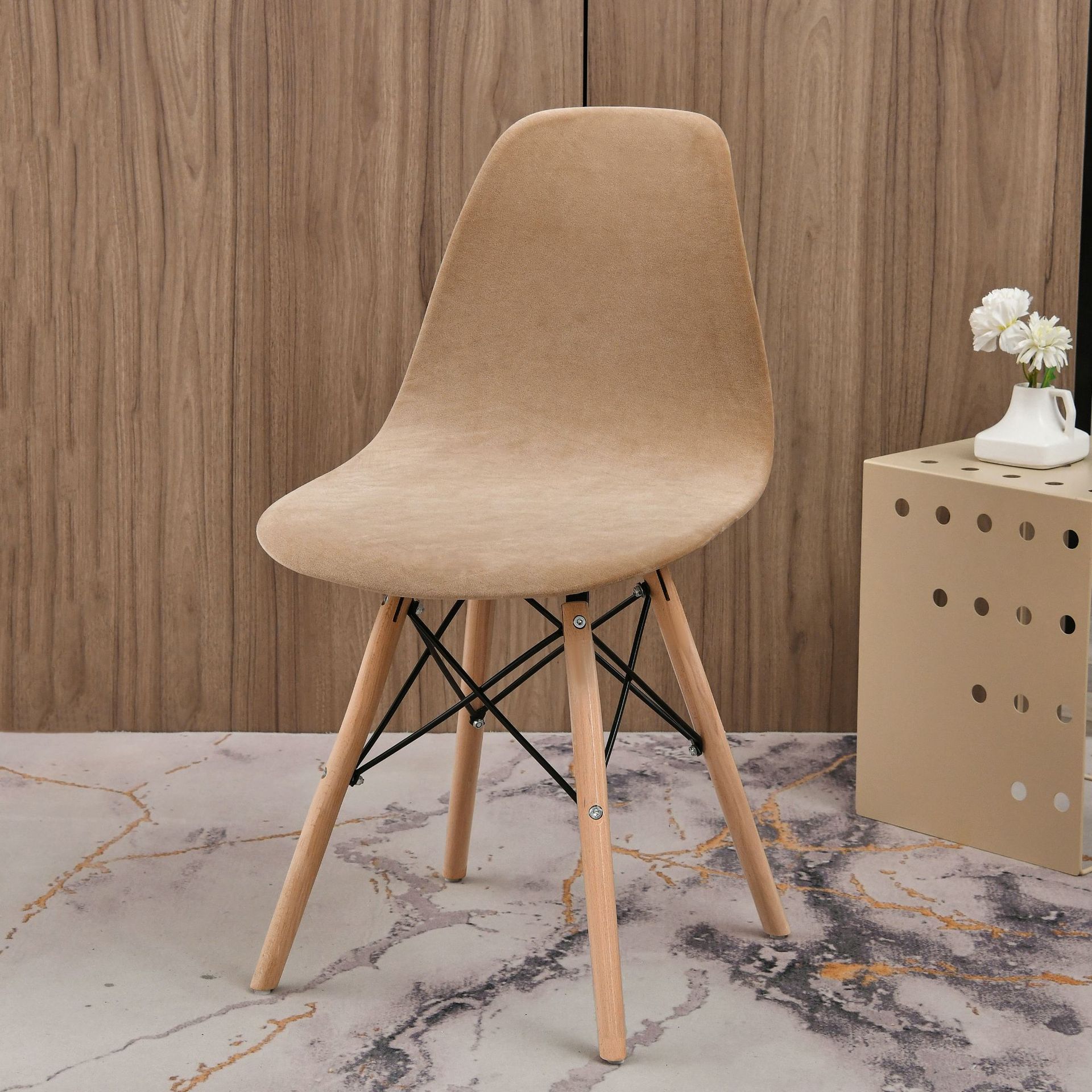 Nordische Massieve Fluweel Stretch Stoelhoes Ronde Eetstoel Zitting Beschermer Elastische Pasvorm voor Huis Hotel Banket Feest Decoratie 1pc