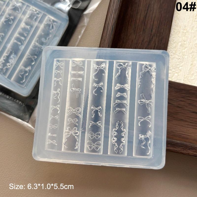 3D Ribbon Bowknot Silicone Mold for UV Gel Polish Stamping Stencils DIY Nail Art Design Charms Carving Art Mould