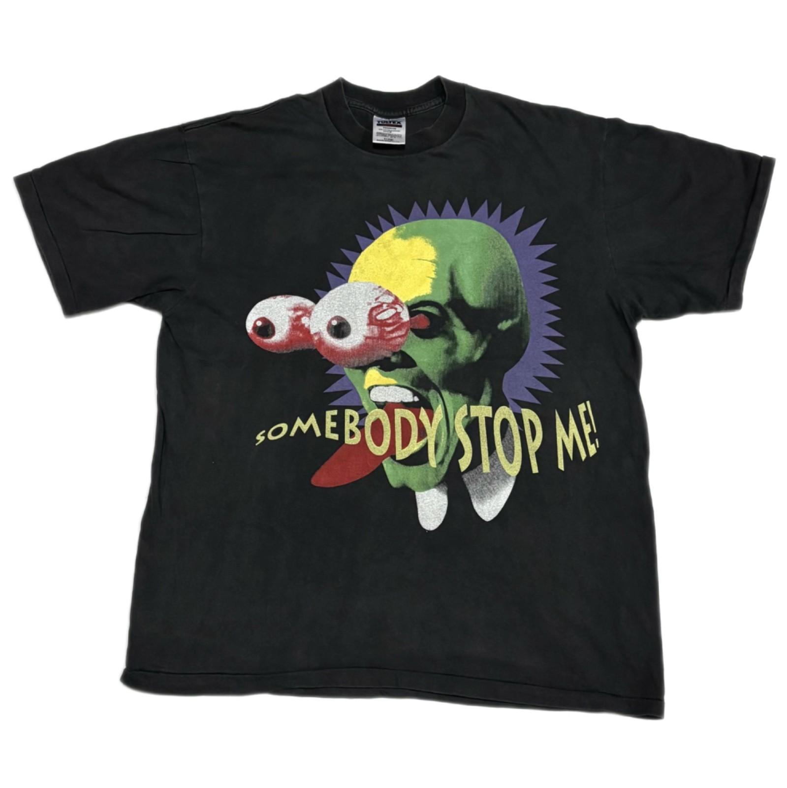 THE MASK 1994 JIM CAREY 90s MOVIE Vintage SOMEBODY STOP ME! XL REPRINT Unisex T-Shirt XL
