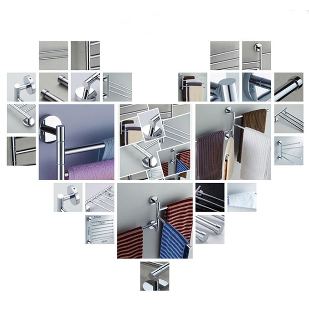 Stainless Steel Towel Rack Lightweight Towel Hanging Rod Rotation Activity Dishcloth Hanger Saving Space for Bathroom Kitchen