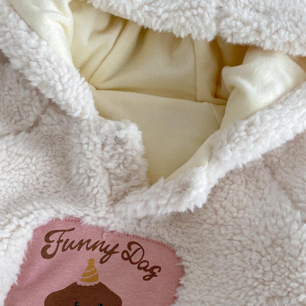 Children's 2025 Winter Hooded Fur Sweater: Cute Girls' Korean Style Thick Pullover with Patch Applique.