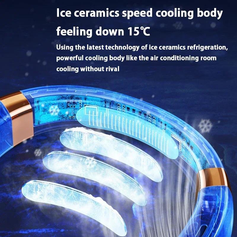 Ventilatore da collo ricaricabile 5 velocità Portatile Display digitale 4000mAh Ricaricabile Senza pale Ventilatore elettrico Condizionatore d'aria Per Sport