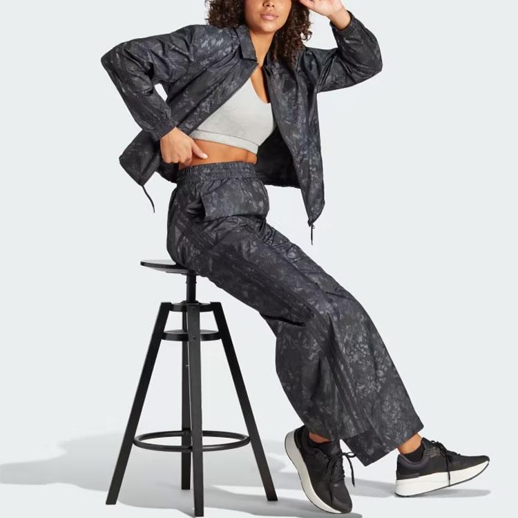 adidas Future Icons 3-Stripes Woven Tracksuit Bottoms Tie-Dye Print Wide-Leg Sports Pants Women Bottoms Black IM2447