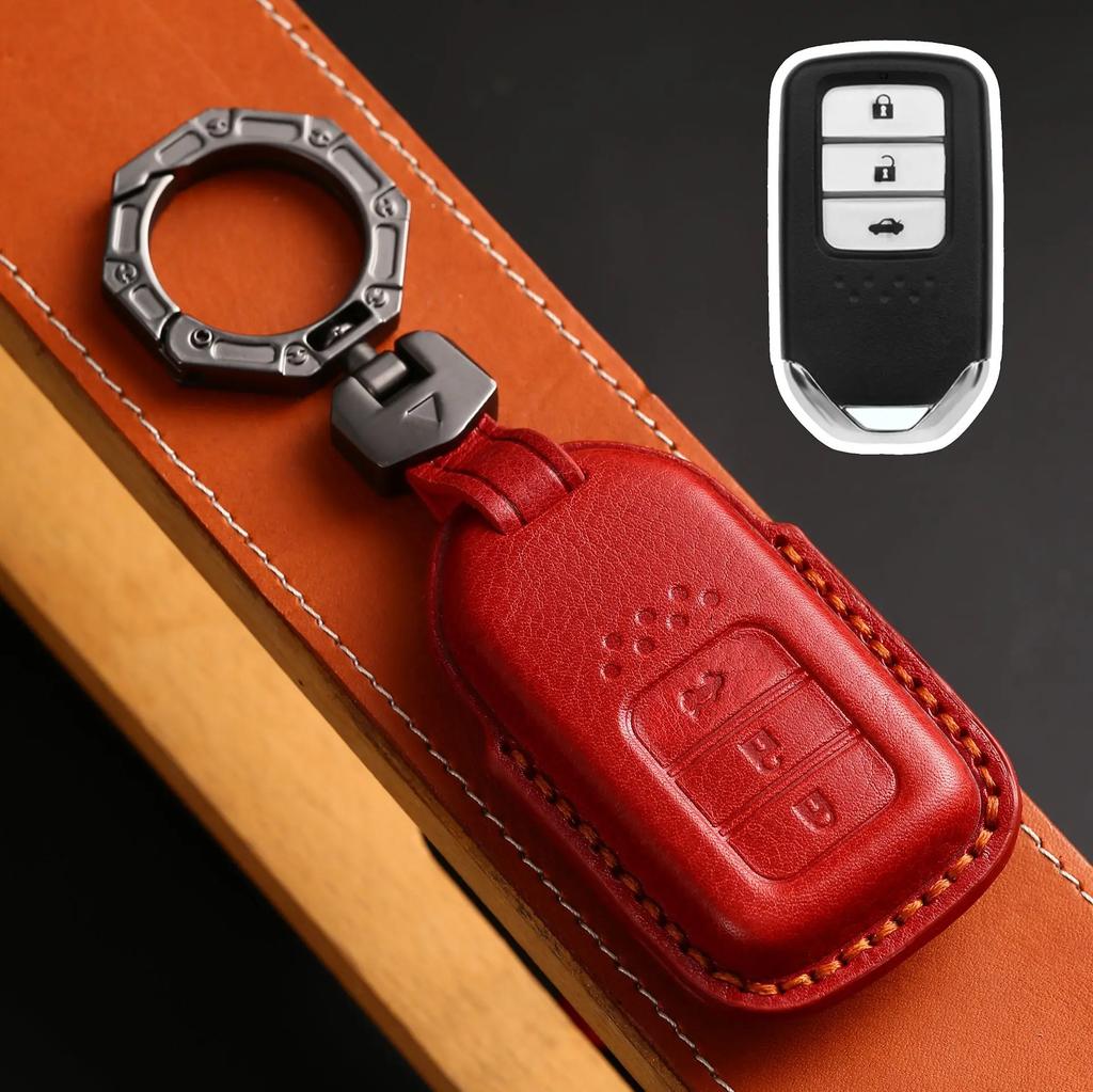 Leather Car Key Case Cover Shell For Honda Civic Accord Vezel Fit Crv Hrv Crz Hrv Polit Jazz Jade Stepwgn Elysion Pilot Odyssey