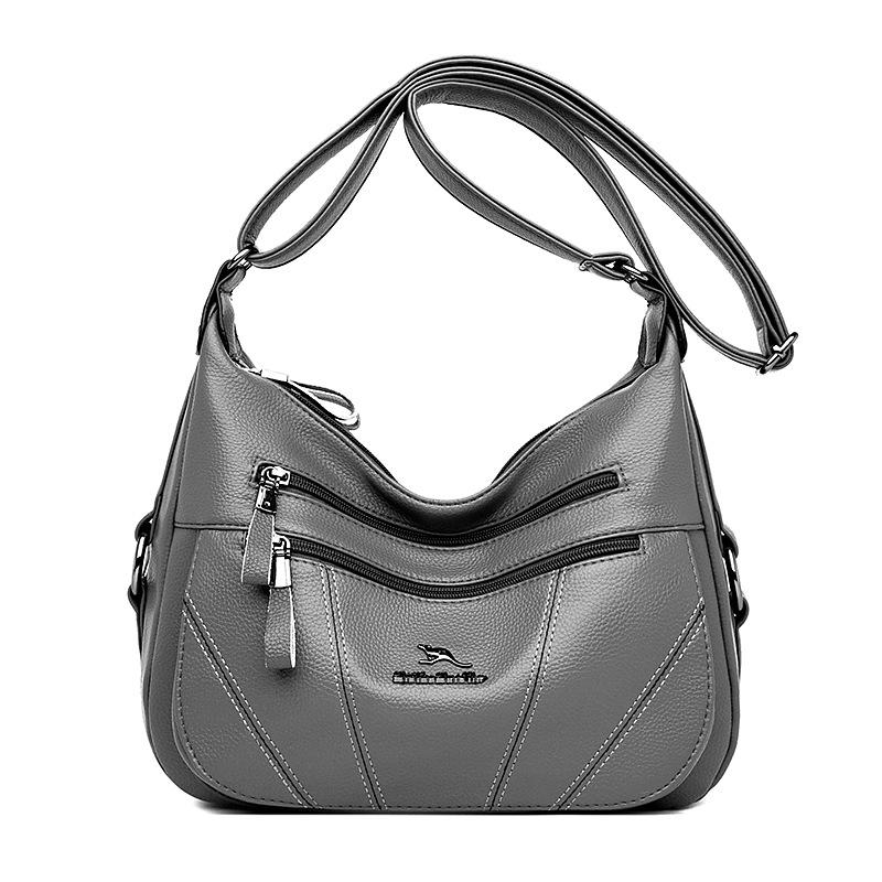 

Emgrand Kangaroo Soft Leather Women s Bag 2025 New Versatile Gift Mom Bag Large-capacity Women s Mother-in-law One-Shoulder Crossbody Bag серый