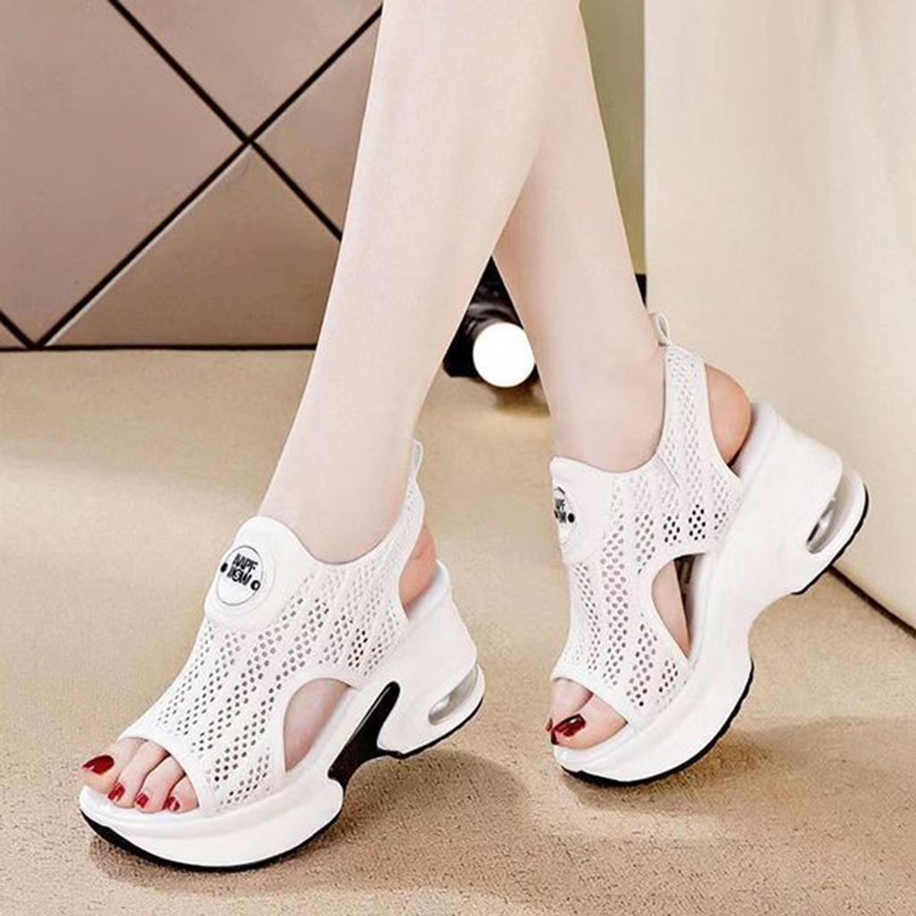 Sandale cu toc pentru femei Sexy Noi de Primăvară și Vară Sandale Coreene cu Talpă Groasă Sandale cu Toc Înalt cu Gură de Pește Pană Casual