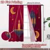 Set Of 2 Flat Printing Curtains Celestial Moons Digital Printed Polyester Drapes Festive Holiday New Year Carnival Curtain