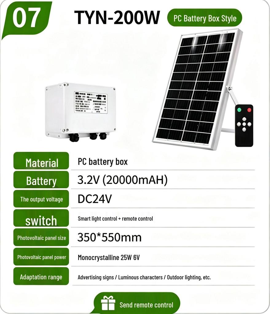 12V/24V/36V Solar Power System with Photovoltaic Panels, Battery Storage, LED Light Box, and Illumination Lights